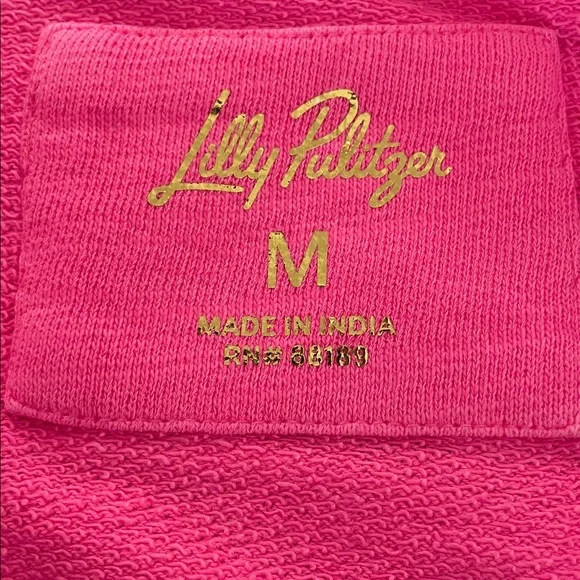 Lilly Pulitzer Pink Ashlee 1/2 Zip Cotton Sweatshirt Size Medium - Picture 4 of 11